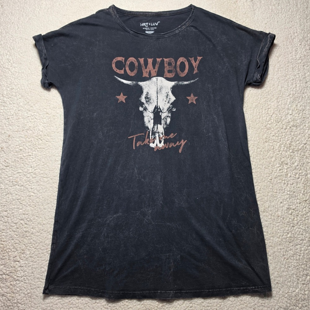 HRT & LUV Cowboy Take Me Away Mineral Wash Graphic T-Shirt Dress Small